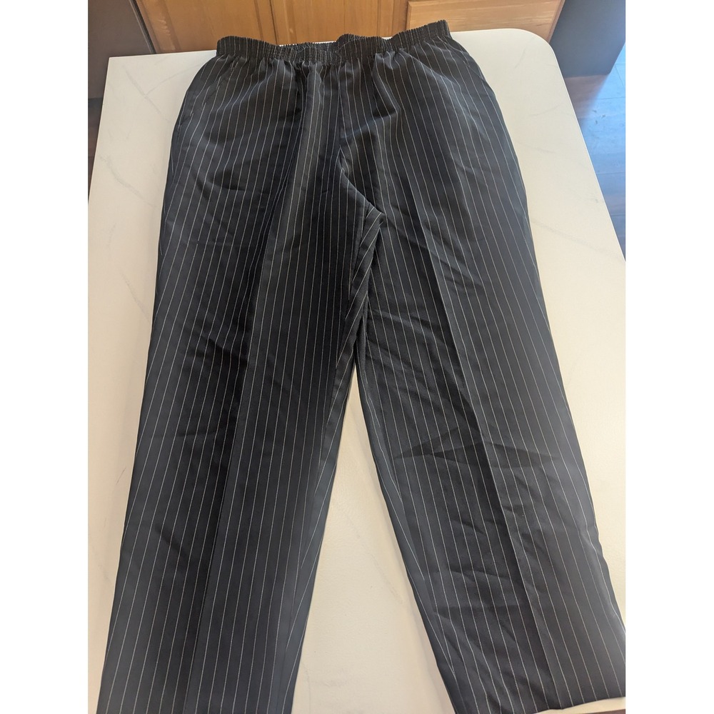 Briggs Vintage Pinstripe Pull On Pants Black White Straight Leg 20W Made in USA